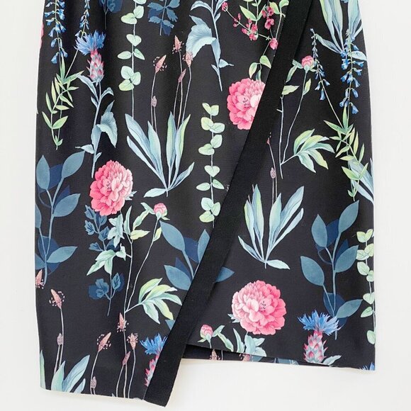 Tommy Hilfiger Sleeveless Dark Floral Sheath Dress Size 4 Party Asymmetric Hem - Picture 9 of 14